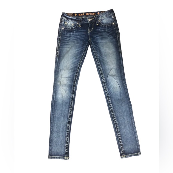 JEANS - Women's Rock Revival "Jessica" Skinny Embroidered Pocket Jeans. Size 26 - Picture 14 of 15